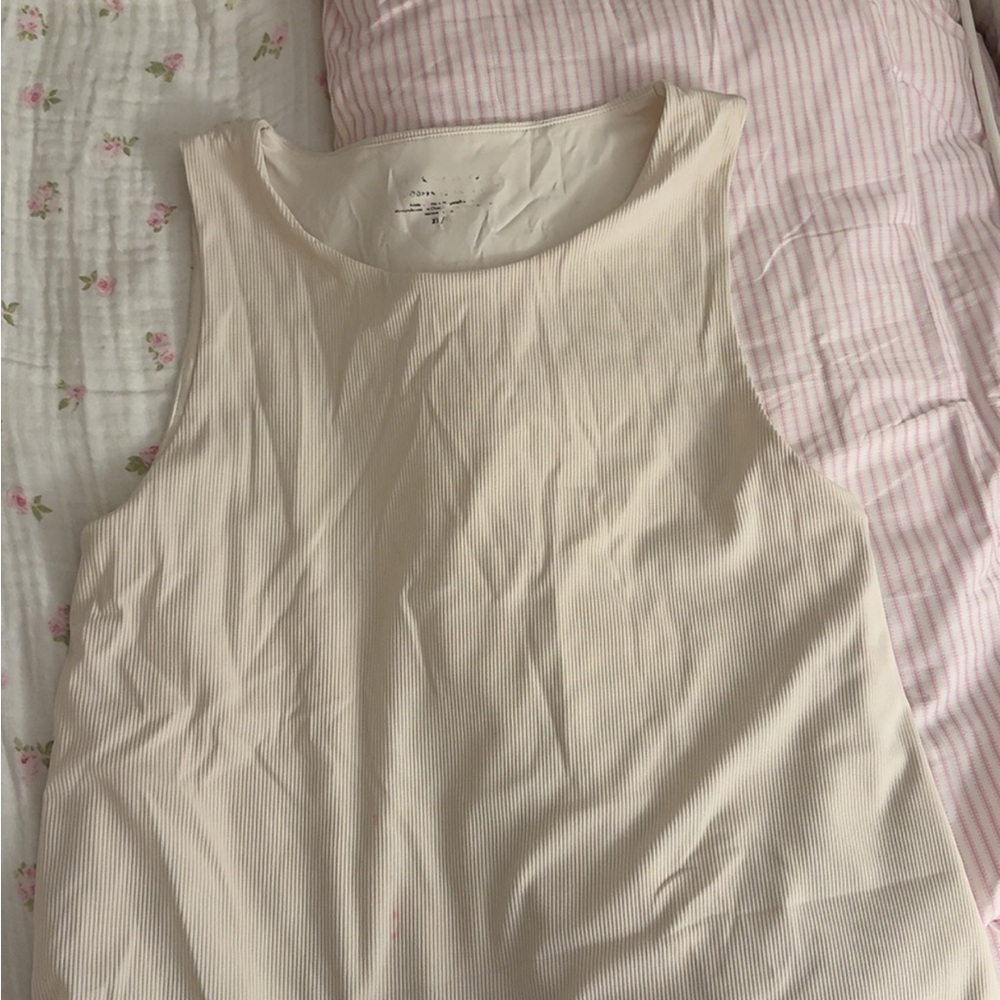 Tahari Cream Ribbed Tank Top